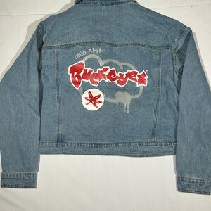 Ohio State “Buckeyes” Denim Midriff Jacket Size L MSRP $99.99 New with Tags